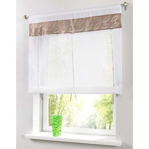 New arrival free shipping Laser Cutout Patch Sheer kitchen door window curtain window screening patchwork liftering roman blinds