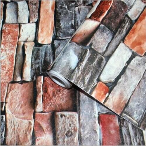 Pvc wallpaper contact wood stone paper wall sticker for living room bedroom decor