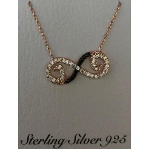 ETERNAL PATTERNED WHITE AND BLACK STONE UĞURLU NECKLACE YOUR LARGE NECKLACE SPECIAL FOR THE VALENTINES STARLING SILVER 925