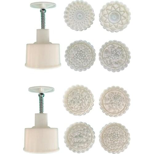 Plastic Mooncake Mold 150g Flower Stamp Cookie Cutter Mould DIY Baking Accessories Mid-Autumn Festival Kitchen Gadgets LXAF