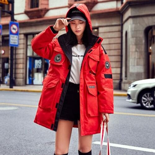 Oversize 2020 women 90% winter down jacket zipper hooded casual plus size 100kg+ white black red long clothes fashion jackets