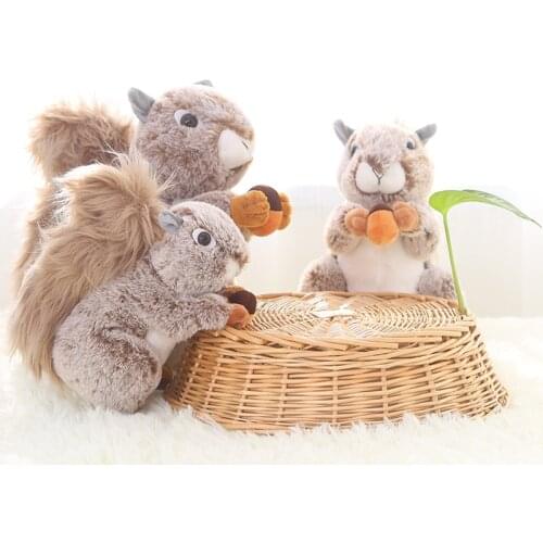 18-28cm Plush Lifelike Squirrel Esquilo Toys Simulated Hamster Eatting Nuts Doll Wild Animal Series Best Gifts For Child Kids