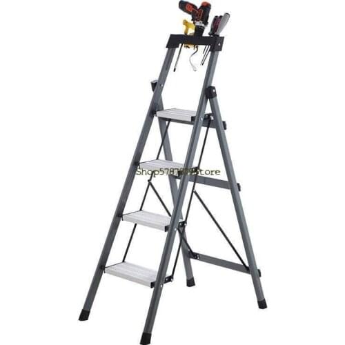 Ladder Household Folding Ladder Thickened Carbon Steel Herringbone Ladder Mobile Stair Telescopic Ladder Multifunctional Indoor