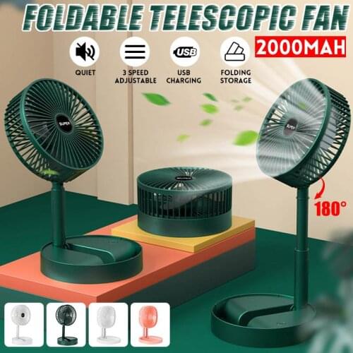 Mini Folding Telescopic Fan USB Rechargeable Floor Fan for Student Dormitory Home Outdoor Camping Office Small Desktop Fan