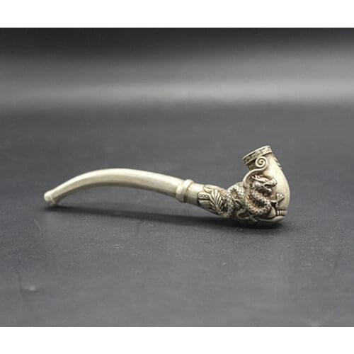 Tibetan silver copper Dragon & Phoenix Old-fashioned cigarette pans / pipes
