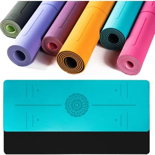 TPE Yoga Mats Double Layer Non-Slip Mat Yoga Exercise Carpet Pad With Position Line For Home Fitness Gymnastics 6MM Pilates Mat