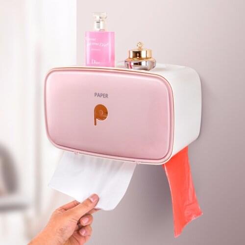 Creative ABS Multi-function Waterproof Paper Rack Tissue Mobile Phone Holder Household Bathroom Storage Rack Box