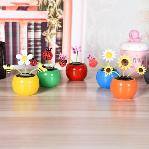 Solar apple flower decoration, auto-swinging sunflower car decoration ornaments, will not block the line of sight
