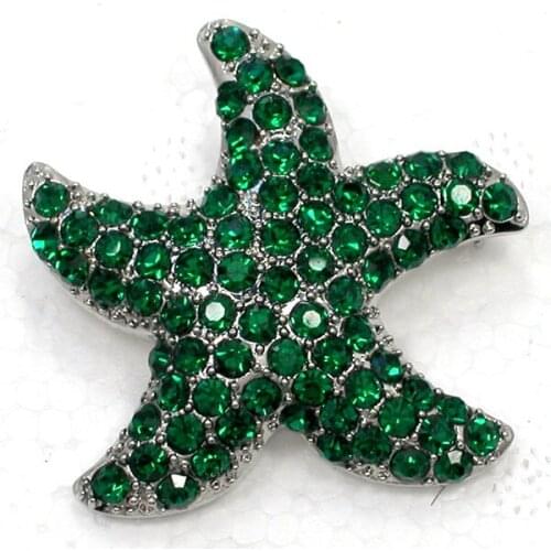 Green Rhinestone Star Pin brooches Fashion Jewelry gift C2156 M