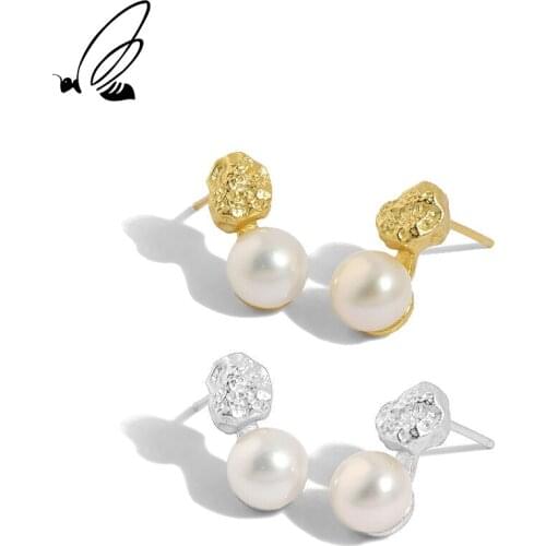 SSTEEL Sterling Silver 925 Stud Earrings For Womens Design Micro Inlaid With Freshwater Pearl Personalized Accessories Jewelry