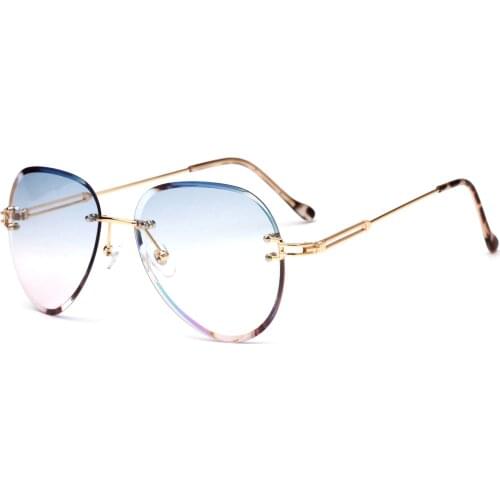 Vazrobe Rimless Women Sunglasess Aviation Sun Glasses for Woman Frameless Gradient Shades Fashion Style UV400