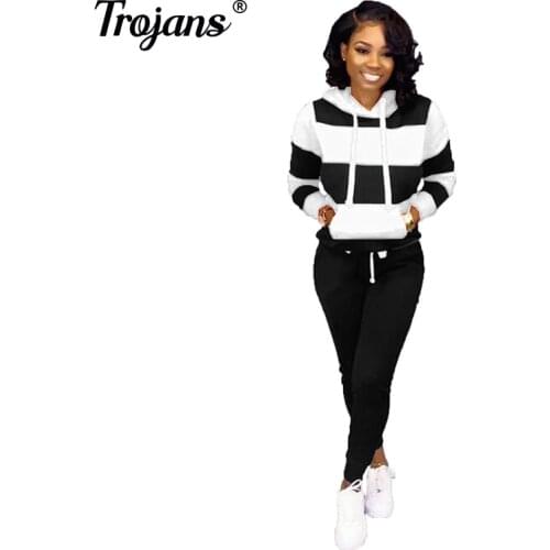 Tracksuit Women Two Piece Set Sweatshirt Print Hoodies+Pants Sportwear Womens Winter Sports Suit Female Hooded Set Hoodies Suit