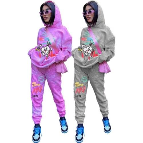 Women Streetwear Autumn Winter Tracksuit Hoodies Full Sleeve Tops And Long Pant Track Suits Sets