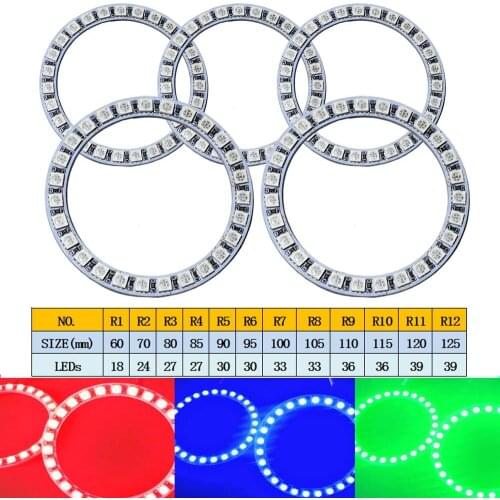 1pcs LED Angel Eye Circular Halo Demon Eye Highlight RGB Multicolor Wireless Remote Control Operation Dimming LED