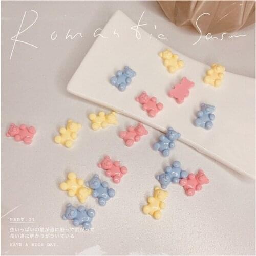 10Pcs 13*20MM Candy Color Little Bear Patch Charms For DIY Making Earrings Necklace Hair Accessories Cute Patches