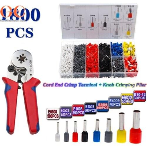 1800PCS Insulated Wire End Cord End Crimp terminal with 1PC Crimping Plier wire connector terminals electrical connectors