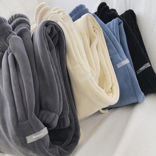 2021 Thickening Warm Pants Velvet Cashmere Harem Winter Trousers Vintage Women New Casual Straight Pants Plus Size