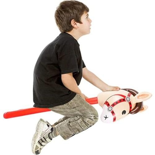 3 PCS Inflatable Horse Heads Cowgirl Stick PVC Balloon Outdoor Educational Toys for Children Babies Birthday Gifts