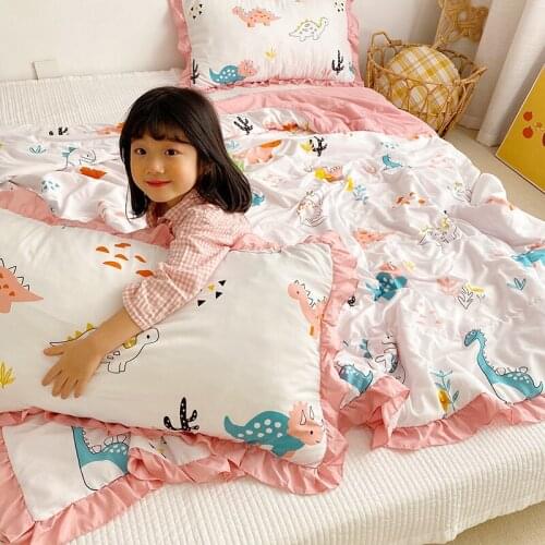 4PCS Set Summer Thin Blanket 3 Sizes Choose Queen King Size Quilts Cartoon Style Quilt Lovily Childen Blankets Keep Warm Blanket