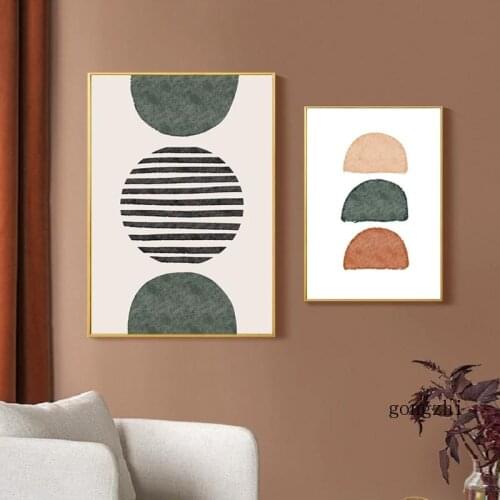 Pink Blue Colors Geometric Stripe Abstract Canvas Painting Boho Posters and Prints Wall Art Pictures for Living Room Home Decor