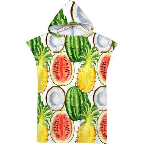 Microfiber Printed frinted Hooded Bath Beach Towel Changing Robe Poncho Surf Towel for Swimming Beach Outdooor Bathrobe