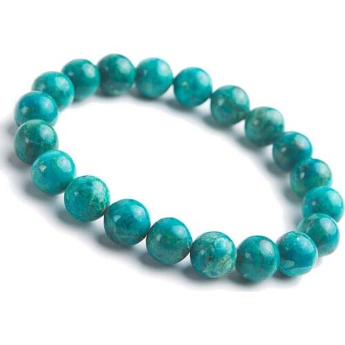 Genuine Natural Green Malachite Bracelet For Women Lady Stretch Reiki 10mm Round Bead Bracelets Crystal Bracelet