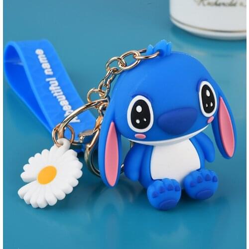 Cute Cartoon Stitch Keychain Women PVC Lanyard Doll Pendant Bag Charms Toy Key Chain Holder Trinket Car Key Ring Accessories