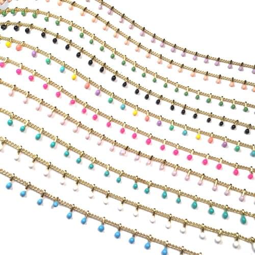 1 Meter Gold Wire Wrapped Rosary Chains Stone Beads Jewelry for Making DIY Bracelet Necklace Anklet Accessories Wholesale