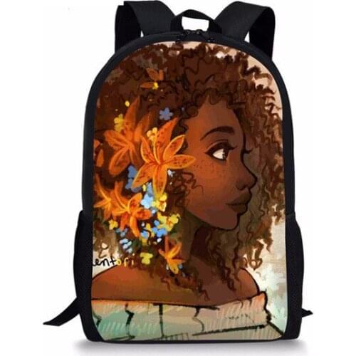 Black Art Afro Lady Girls Backpack For Kids School Big Backpack Children 10-12 Year Old Preppy Bookbags Students School Rucksack