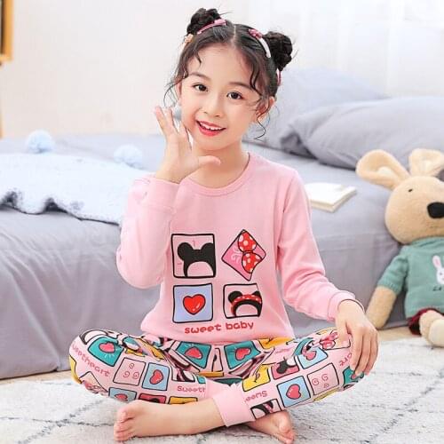 Children Pajamas Baby Clothing Set Kids Cartoon Sleepwear Autumn Cotton Nightwear Boys Girls Animal Pyjamas Pijamas Set 2-12Year