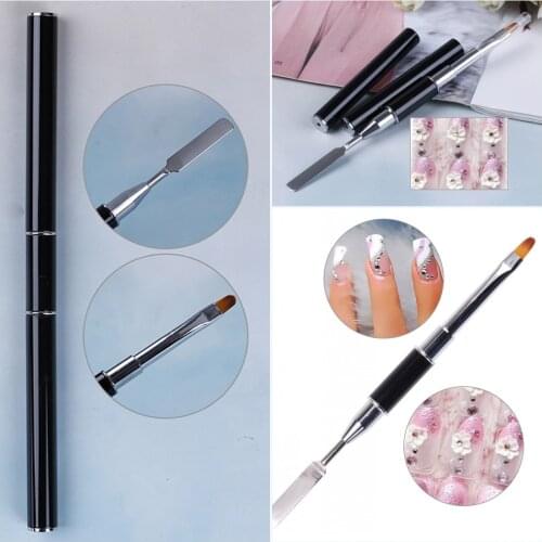 JETTING 1PC Double Side UV Brush Nail Painting Liner Pen UV Gel Drawing Brush Acrylic Rhinestone Manicure Nail Art Tool