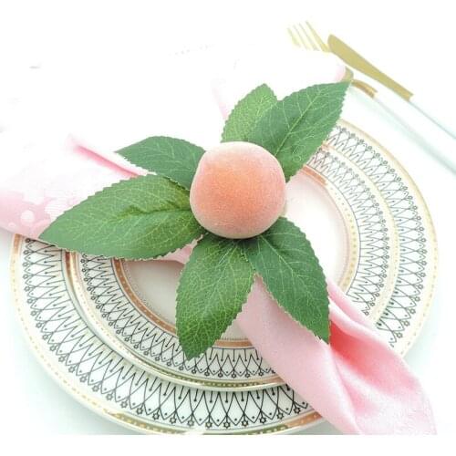 Simulation Peach Plant Napkin Ring Fruit Meal Buckle Hotel Model Room Napkin Ring for Dinner Table Wedding Decor