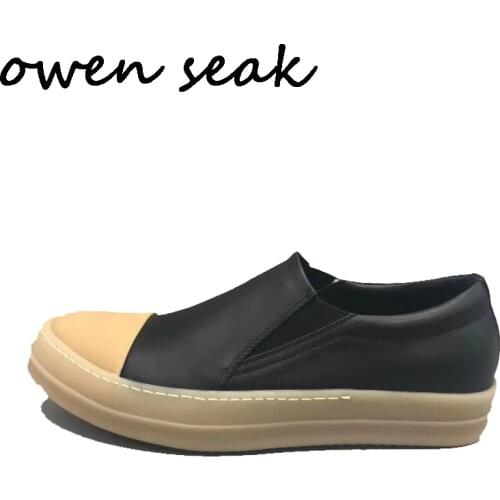 2018ss Owen Seak Men Loafers Shoes Luxury Trainers Genuine Leather Casual Slip-On Autumn Men Flats Black Sneaker Big Size Shoes