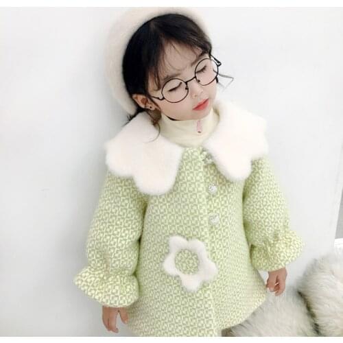 Baby girl fur coat fashion warm cotton trench coat thick