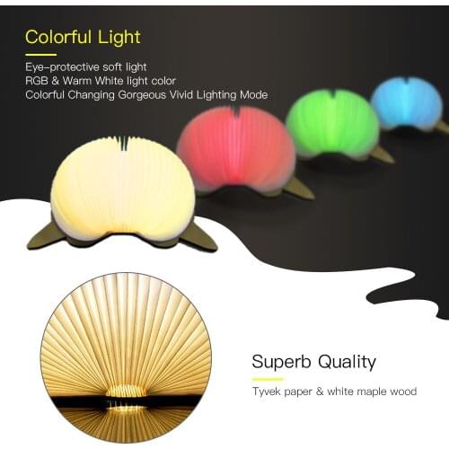 Cartoon USB Rechargeable Colorful Folding Book Light Drop shipping