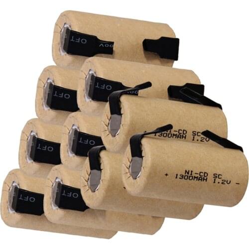 YECKPOWO 10 pcs SC rechargeable battery power tool SUBC batterie NICD accumulator 1300mah 1.2v for Dewalt Bosch hitachi B&D