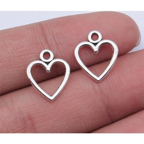 Tristana 60pcs 14x12mm Antique Silver Color Antique Gold Color Hollow Heart Charms For Jewelry Making DIY Jewelry Findings