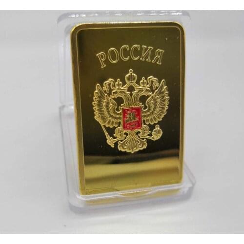 USSR Soviet National Emblem CCCP Gold Plated Bullion Bar Russian Souvenir Coin