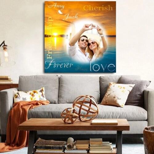 Romance Lover Photo Art Personalized Design Custom Canvas Painting Wall Art Print Soft Sunset For Living Room Decora