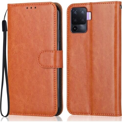Folio Luxury Leather Case for On OPPO A94 Wallet Stand Flip Case Phone Bag with Strap