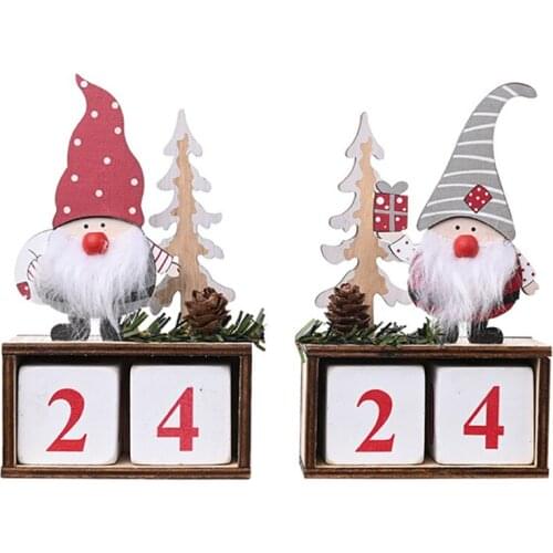 Christmas Wooden Advent Calendar Blocks Santa Claus Pine Cone Decorative Wooden Calendar Countdown Ornaments for Home