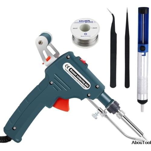 220V 60W Manual Soldering Gun Electric Gun Type Iron Automatic Soldering Machine External Heat Tin Iron Gun AbouTool Set