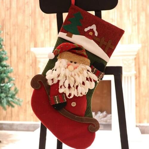 Santa Claus,Snowman,Elk Christmas Stockings 2020 Christmas Decorations For Home Fireplace Decor Candy Gift Bag Xmas Tree Pendant