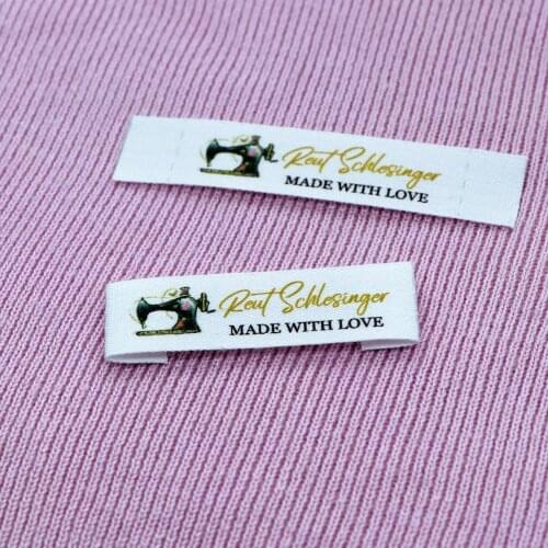 Sewing labels / Custom brand labels, Clothing Labels, Sewing Machine, Fabric 100% cotton, Custom text (FR023)