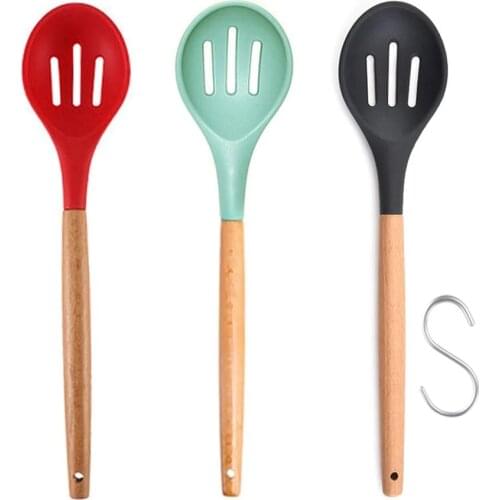 Strainer Cooking Food Spoon Colander Kitchen Scoop Plastic Silicone Cooking Colander Strainer Ladle For Kitchen