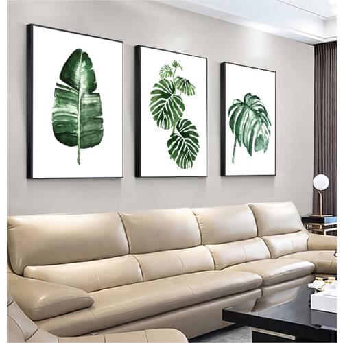 Scandinavian Style Tropical Plants Poster Green Leaves Decorative Picture Modern Wall Art Paintings for Living Room Home Decor