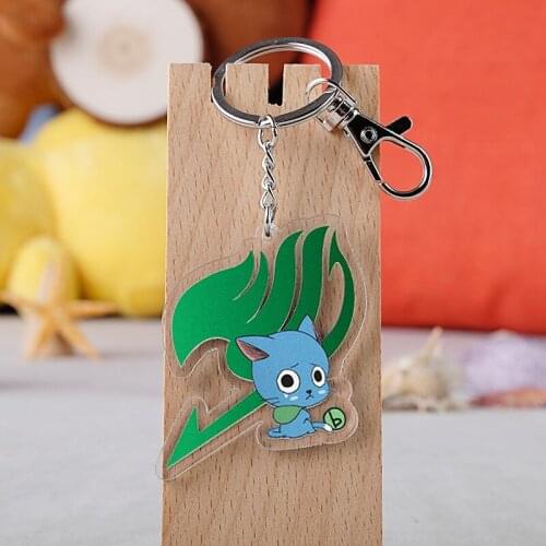 Fairy Tail Acrylic Keychain Cosplay Pendant Key Chain Lucy Happy Cat Kana Cartoon Key Ring Accessories