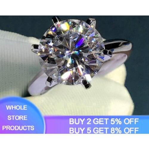 90% OFF! Luxury 2 Carat CZ Gemstone Ring Silver 925 Jewelry Real 18K White Gold Color Wedding Band Women Anniversary Gift Ring