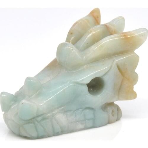 2" Dragon Skull Figurine Natural Stones Carved Crafts Decoration Healing Crystal Reiki Statue Witchcraft Supplies Room Ornament