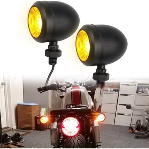 2PCS Motorcycle Turn Signals Indicator Light Retro Bullet Flashers LED Blubs Lamp For Honda Suzuki Yamaha Kawasaki ATV